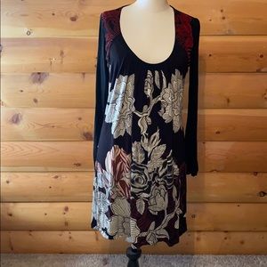 Mismash floral print long-sleeve dress